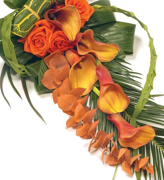 Orange Roses & Calla Lily Sheaf Orange Roses & Calla Lily Sheaf
